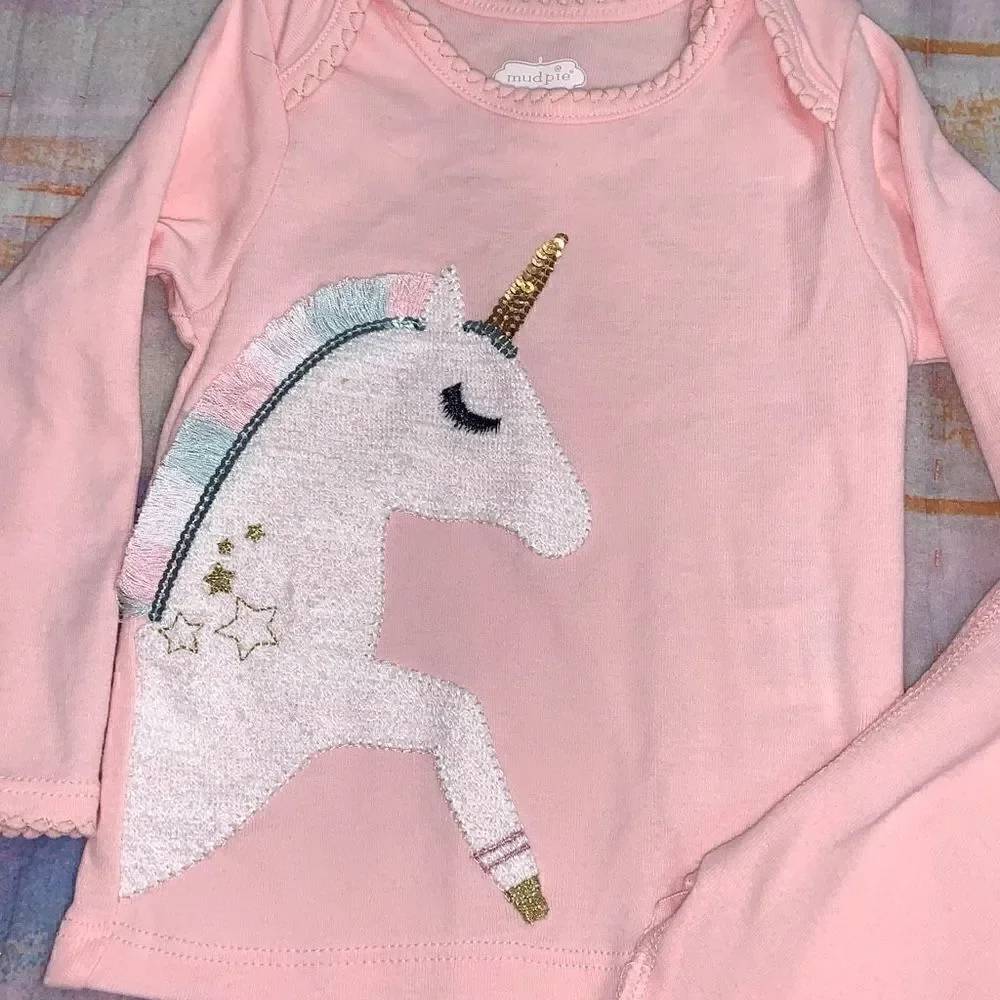Mud pie unicorn pajama set